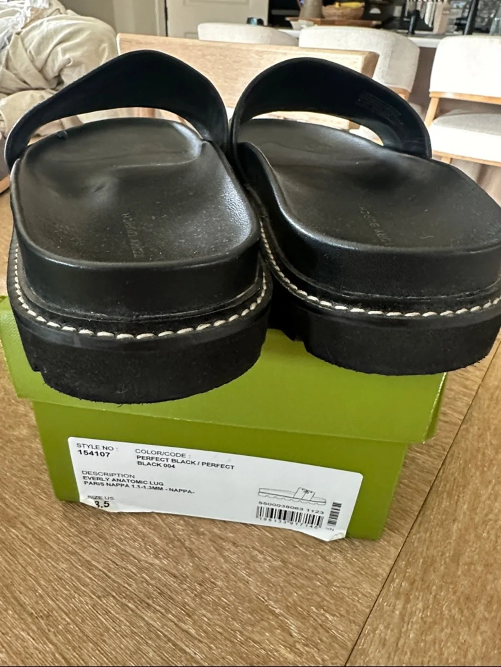 Tory Burch Black Leather Slide Sandals with Gold Logo Accent - Picture 6 of 10